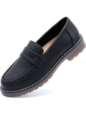 🆕Women's Suede Grey Chunky Loafers Platform Comfortable Slip-On Dressy